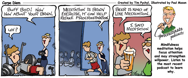 Carpe Diem Cartoon - Mindfulness meditation, attention and self-regulation